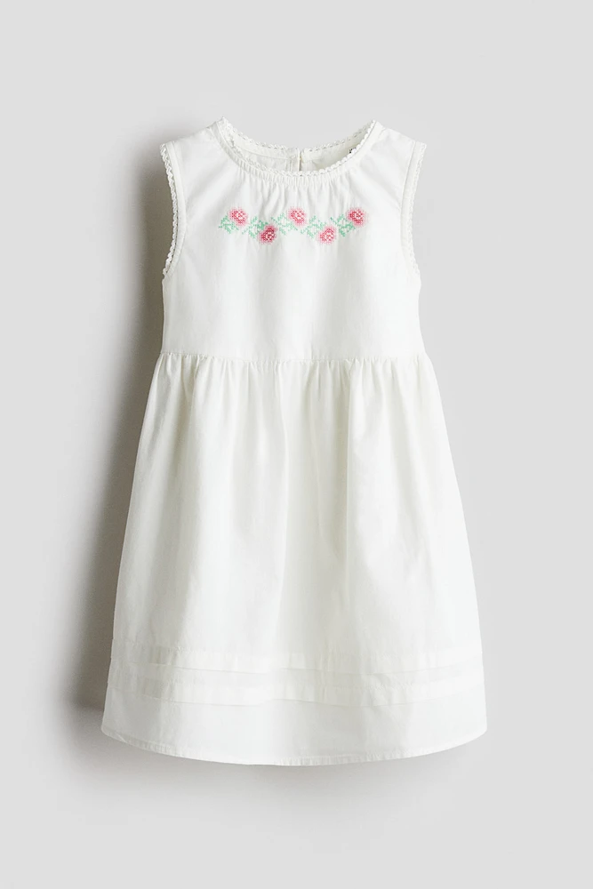Embroidery-Detail Poplin Dress
