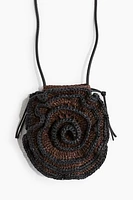 Appliquéd Straw Phone Bag