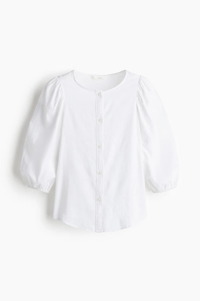 Linen-Blend Blouse