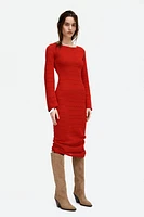 Lacing-Detail Hole-Knit Dress