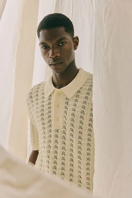 Polo classique en tricot pointelle