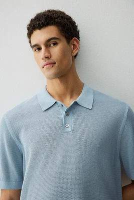 Regular-Fit Hole-Knit Polo Shirt