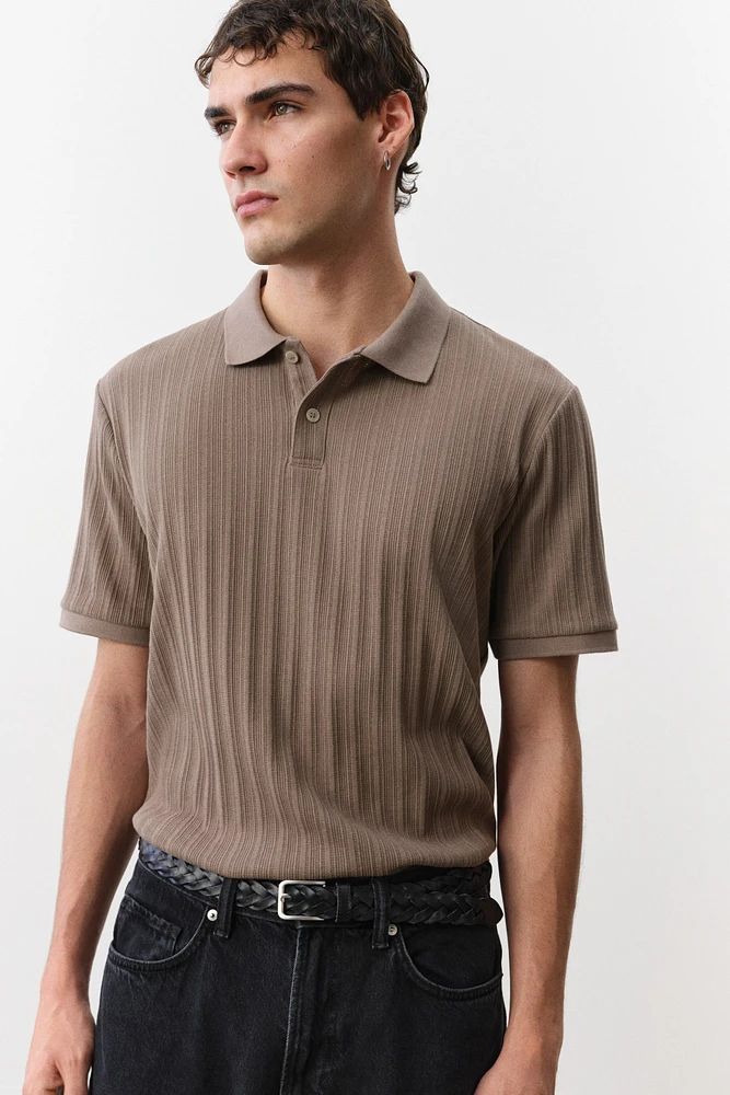 Slim-Fit Textured Jersey Polo Shirt