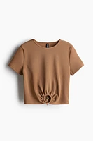 T-shirt côtelé avec perles fantaisie