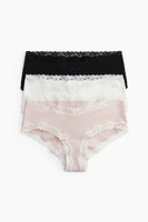 MAMA 3-Pack Lace-Trimmed Cotton Hipster Briefs
