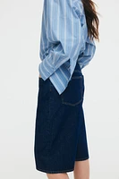 High-Waist Knee-Length Denim Shorts