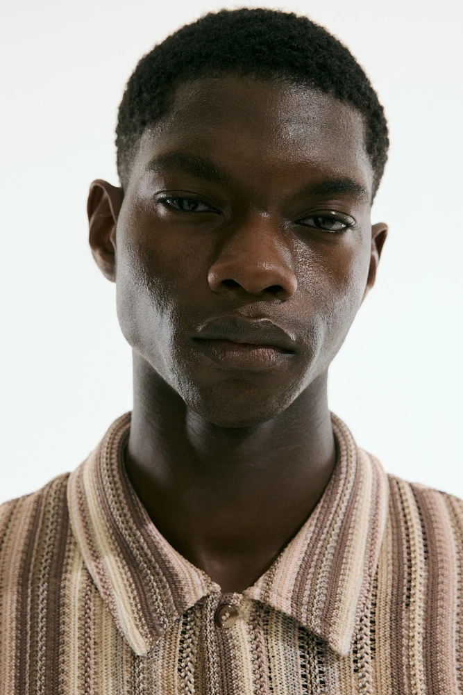 Regular Fit Crochet-Look Shirt