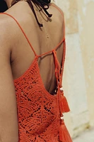 Crochet-Look Sleeveless Dress
