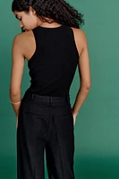 Wide-Leg Linen-Blend Pants
