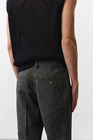 Regular-Fit Tailored Linen-Blend Pants