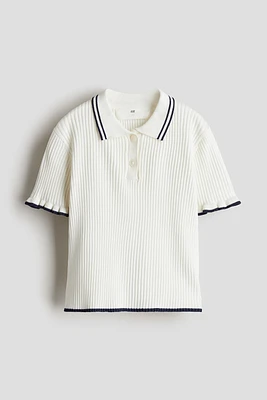 Rib-Knit Top with Collar