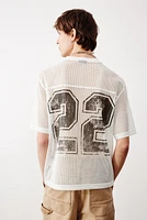 Oversized Fit Printed Mesh T-Shirt