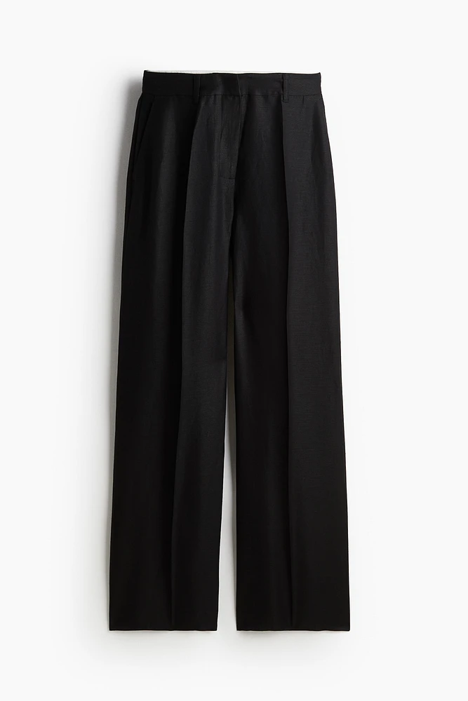 Pantalon en sergé de lin mélangé
