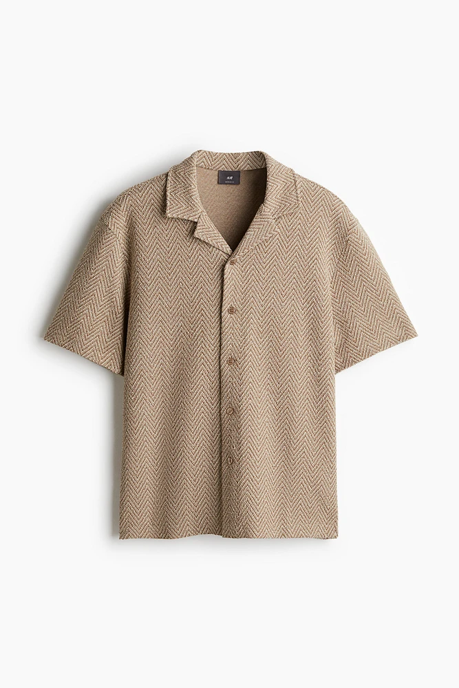 Regular Fit Herringbone-Weave Resort Shirt