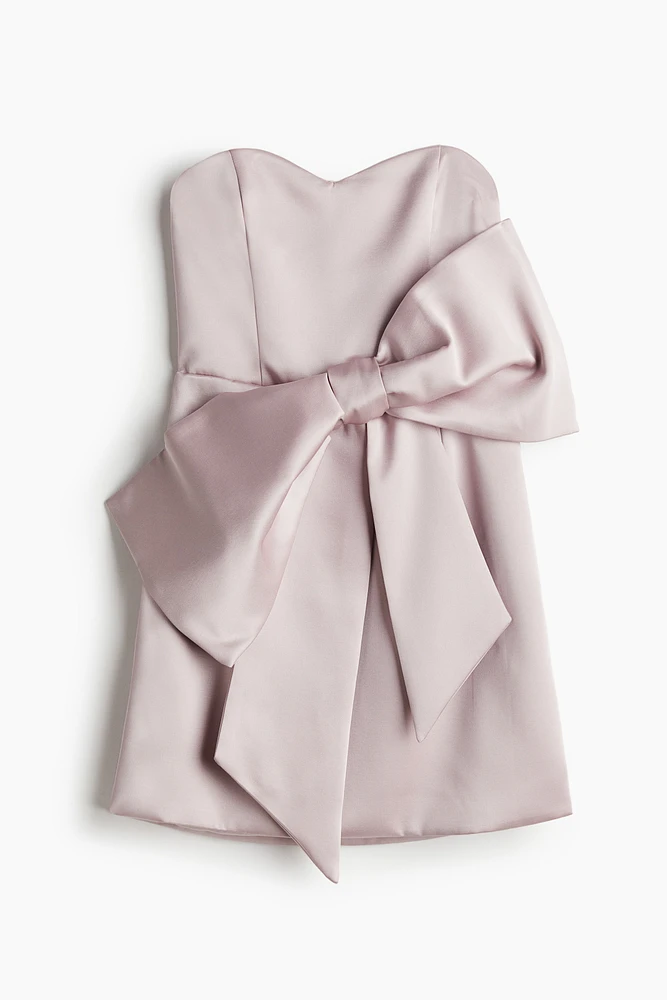 Bow-Front Satin Bandeau Dress