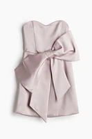 Bow-Front Satin Bandeau Dress