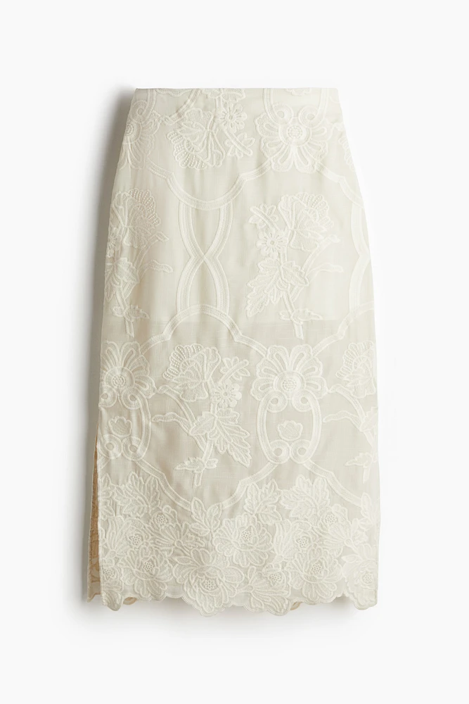 Embroidered Pencil Skirt