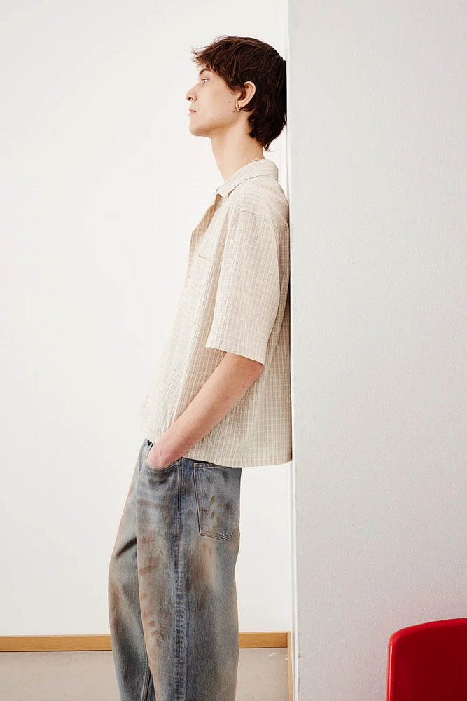 Chemise ample en seersucker avec col cubain