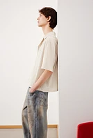 Chemise ample en seersucker avec col cubain