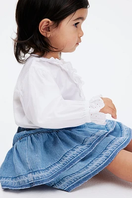 Flounced Denim Skirt