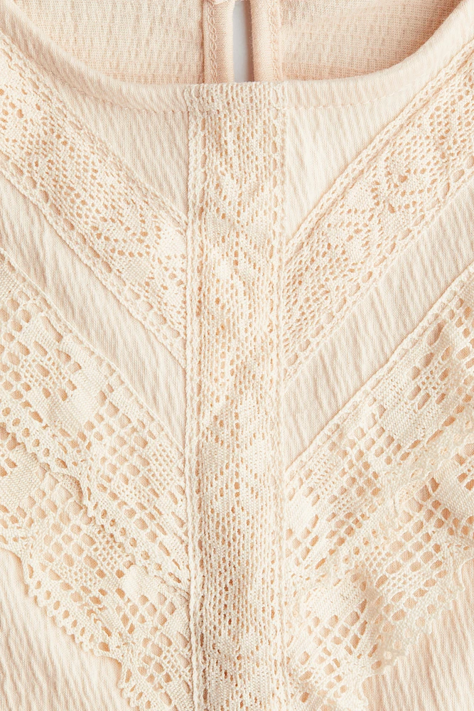 Lace-Detail Cotton Blouse