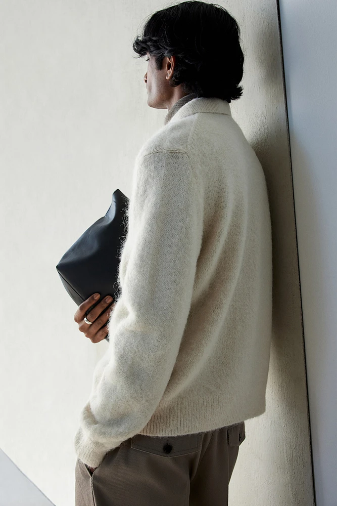 Regular Fit Brushed Wool-Blend Cardigan