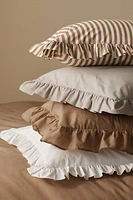 Ruffle-Trimmed Cotton Cushion Cover