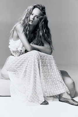 Embroidered Mesh Skirt