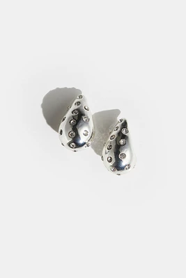 Rhinestone-embellished Dome Earrings