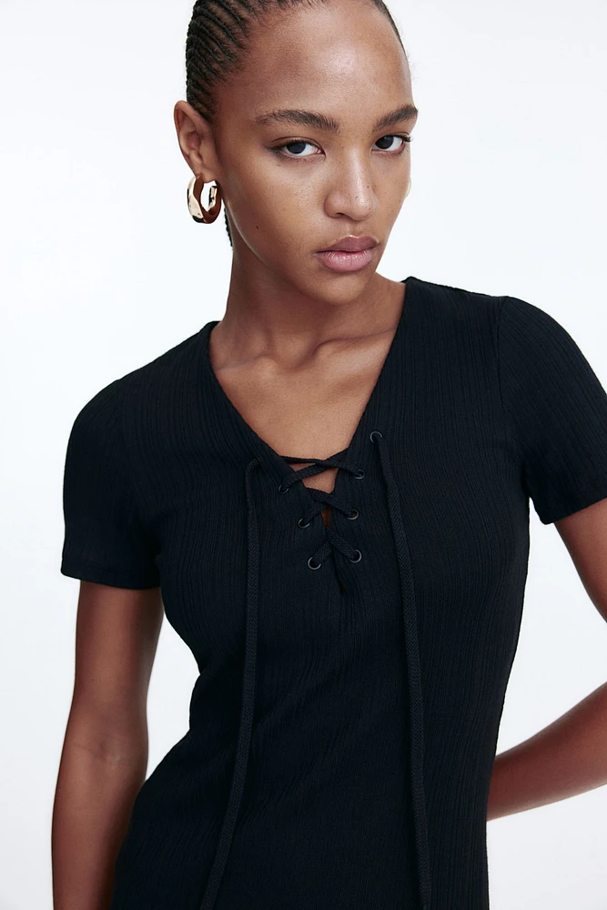Lacing-Detail Bodycon Dress