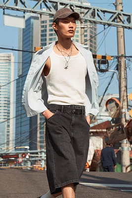 Super-Baggy Denim Shorts