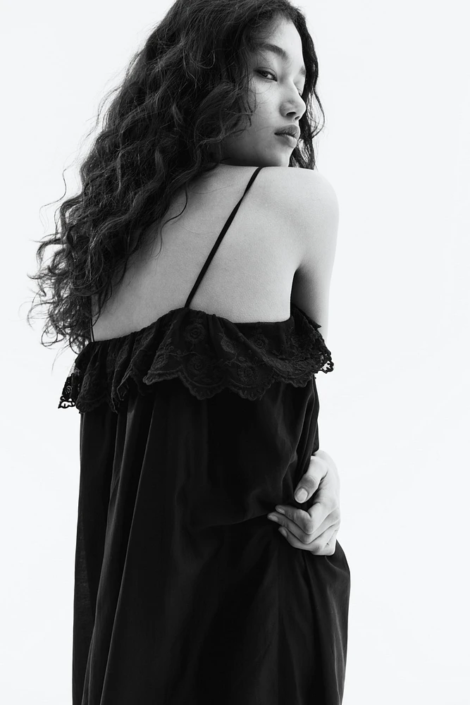 Lace-Trimmed Slip Dress