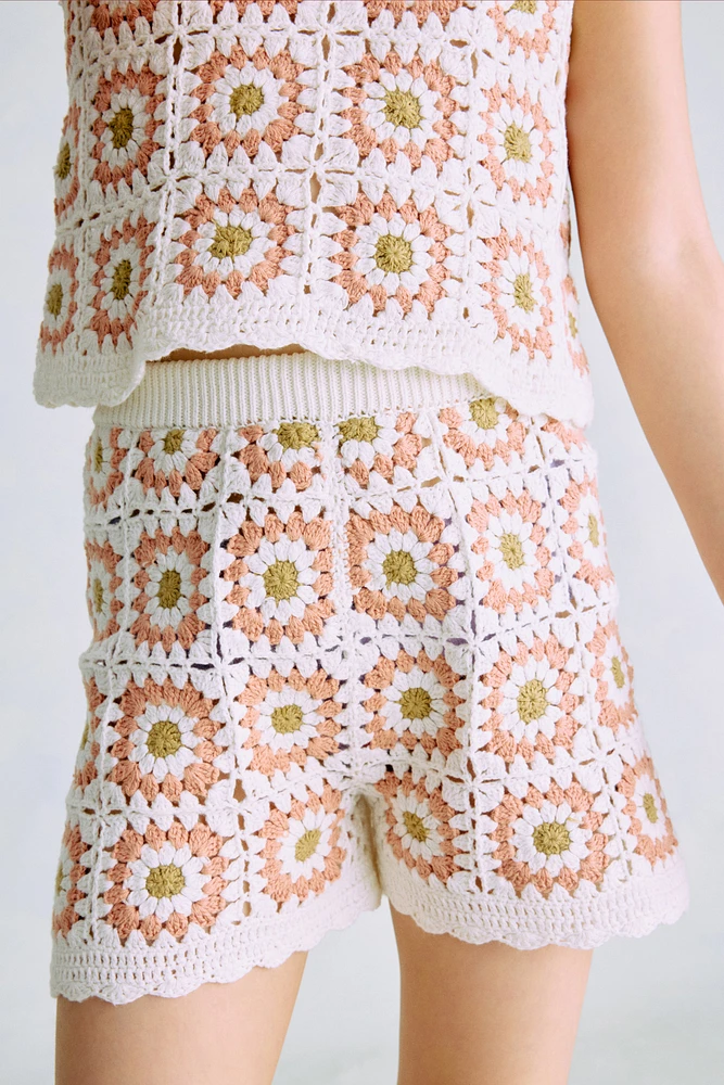 Crocheted Cotton Shorts