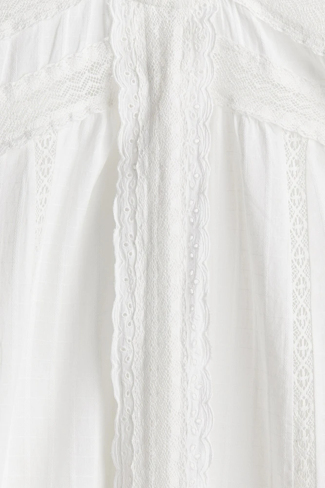 Lace-trimmed Cotton Dress