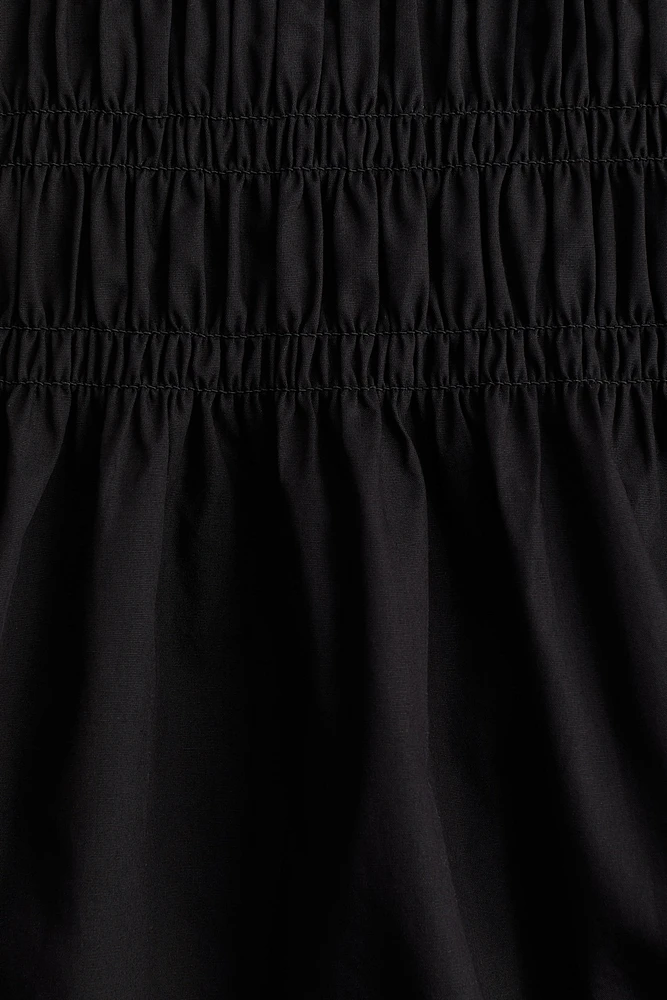 Smocked-Bodice Cotton Dress