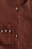 Linen-Blend Peplum Jacket