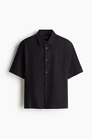 Loose-Fit Short-Sleeved Linen-Blend Shirt