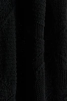 Ladder-stitch-look Pointelle-knit Dress