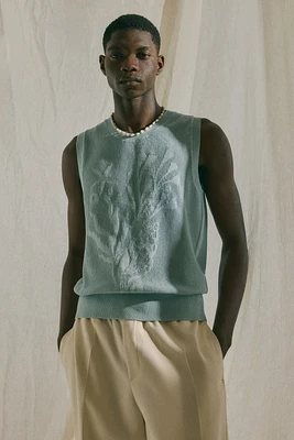 Slim-Fit Jacquard-Knit Sweater Vest