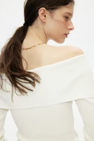 Rib-knit Off-the-shoulder Top