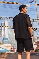 Relaxed-Fit Crochet-Look Shorts