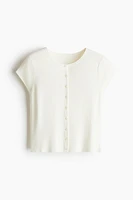 Short-Sleeved Fine-Knit Cardigan