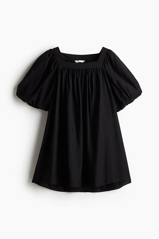 Balloon-Sleeved Tunic Dress