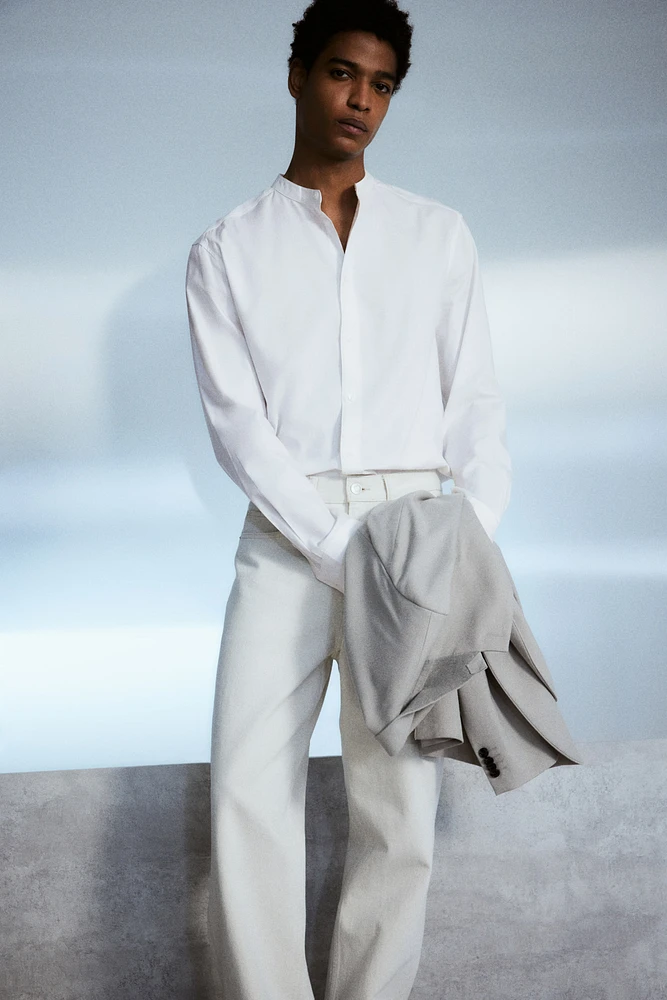 Regular Fit Band-Collar Shirt