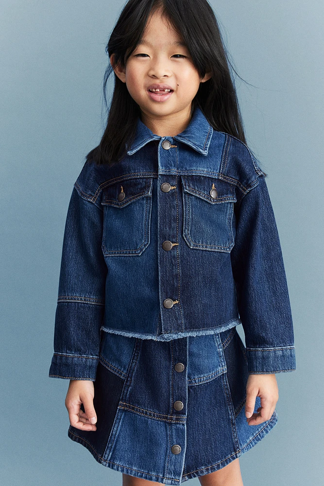 Patched Denim Skirt
