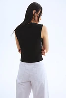 Button-Front Sweater Vest