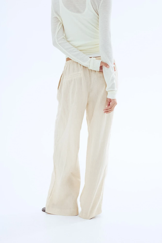 Pantalon en lin avec cordon de serrage