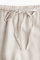 Pantalon en lin mélangé avec cordon de serrage