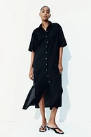 Linen-Blend Shirt Dress