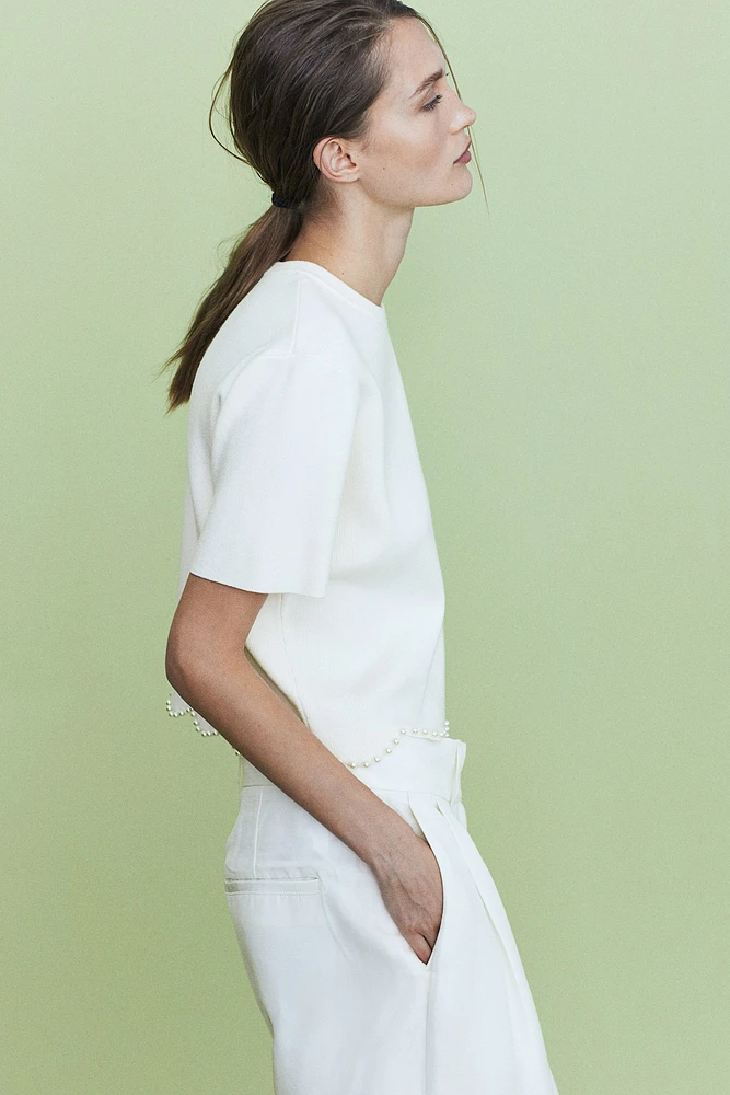 Bead-Embellished Knit Top